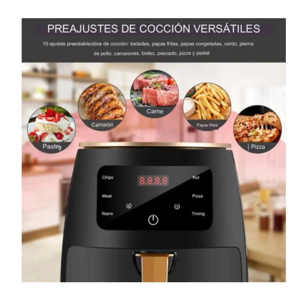 Freidora De Aire Air Fryer Silver 6L + Pantalla Digital Original