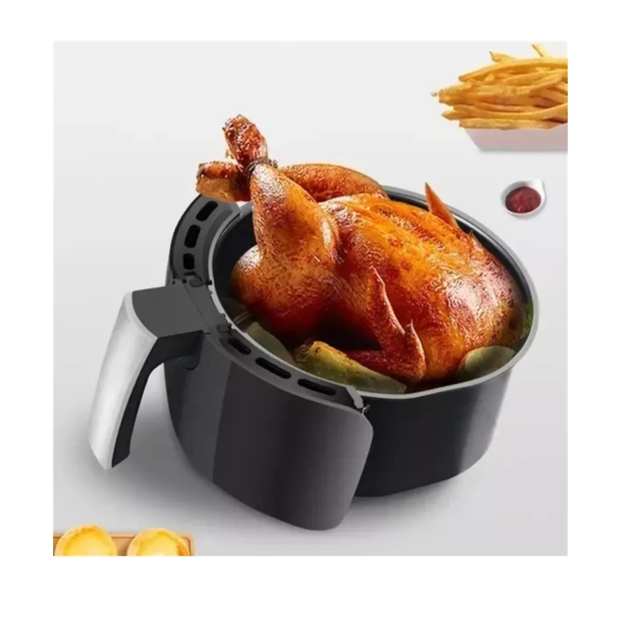 Freidora De Aire Air Fryer Silver 6L + Pantalla Digital Original