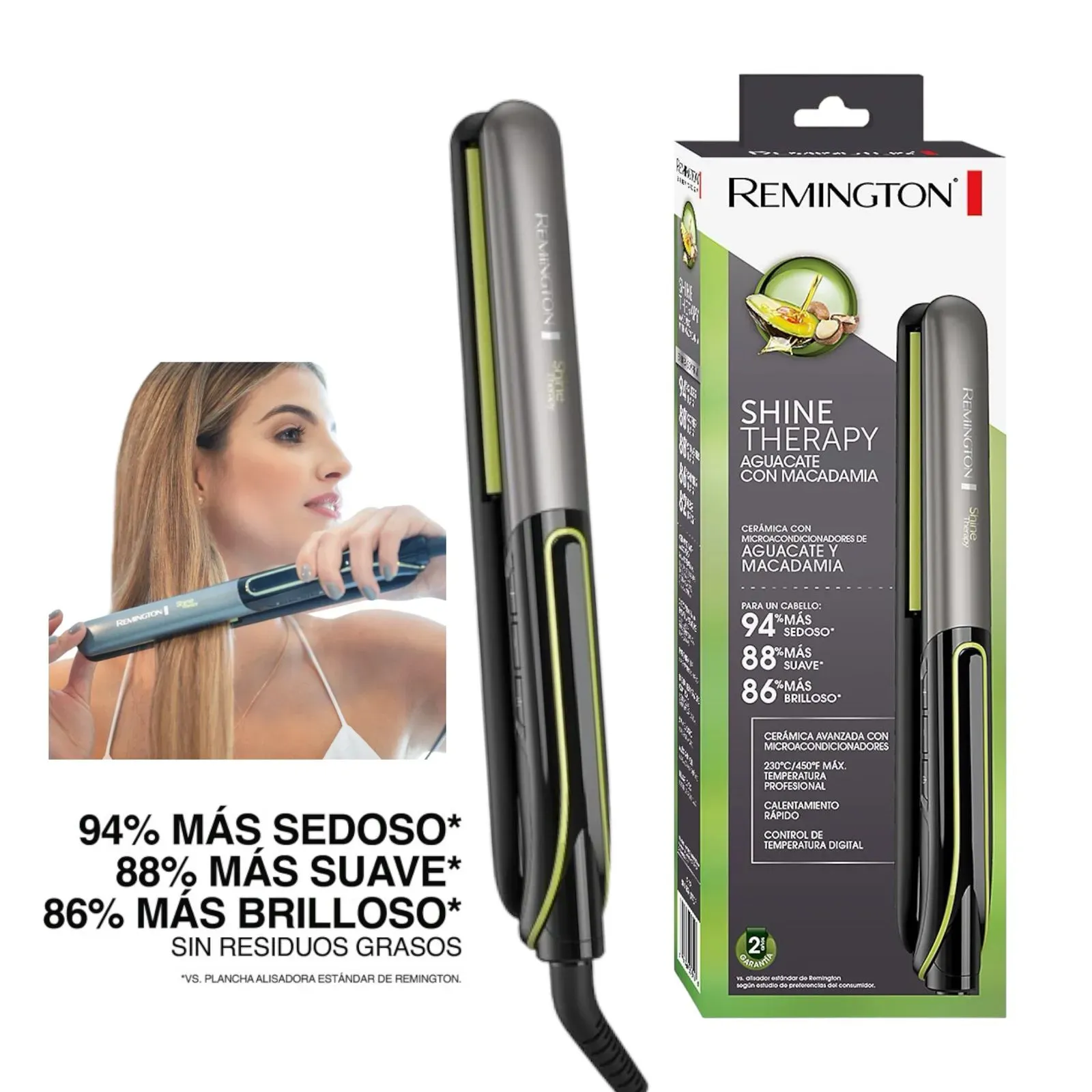 Plancha De Cabello Remington Shine Therapy Aguacate I Original