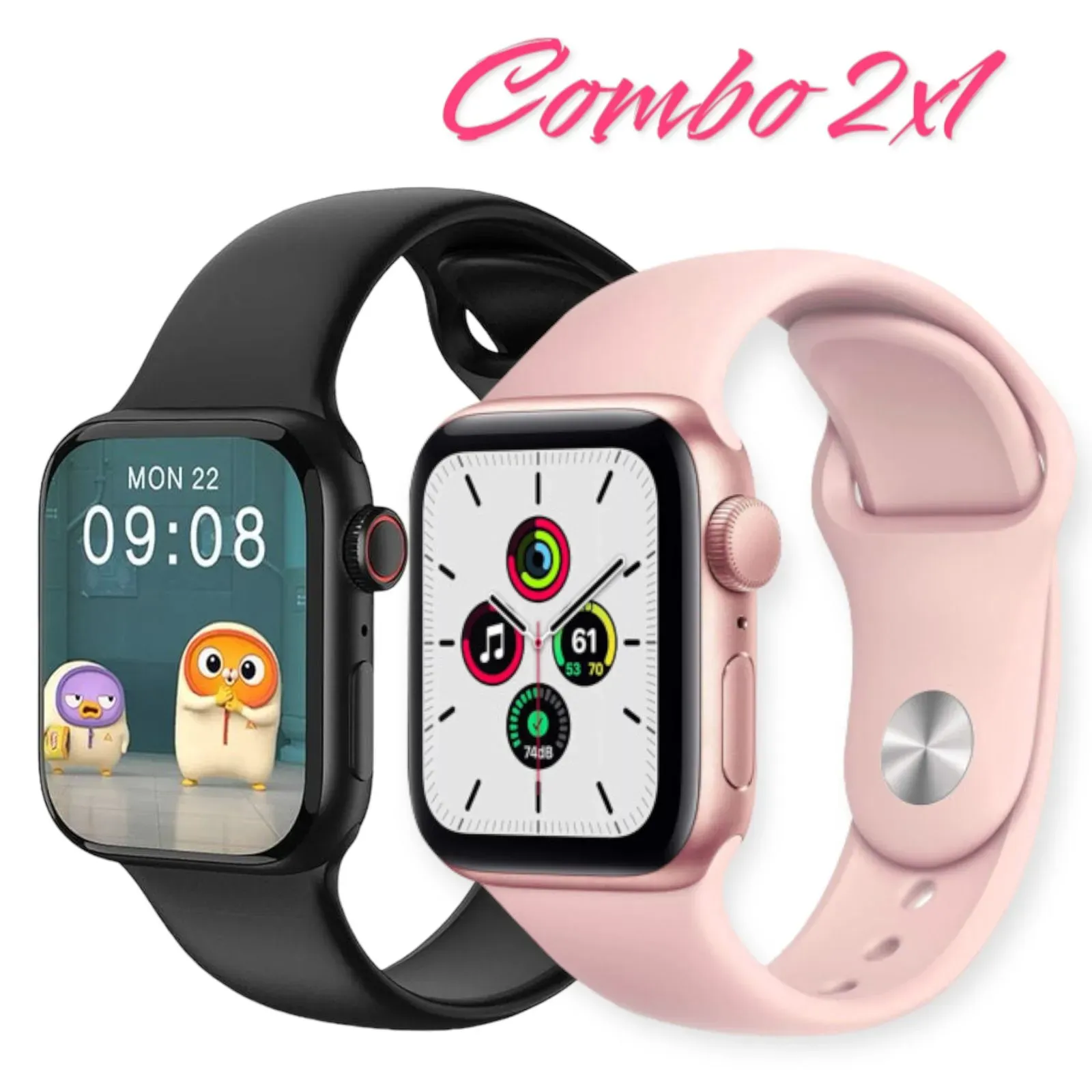 Combo Smartwatch Reloj Inteligente Pareja + 4 Pulsos