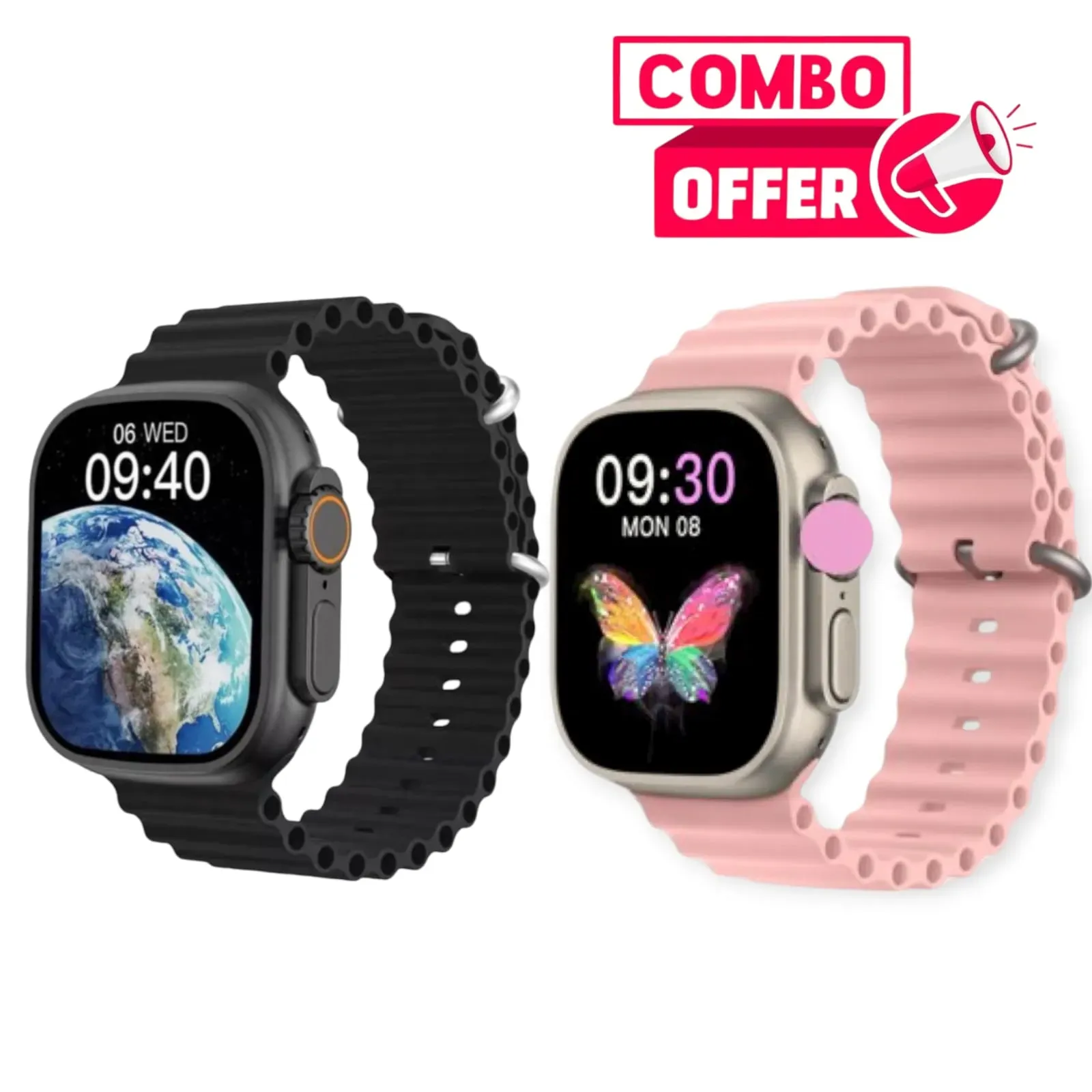 Smartwatch Reloj Inteligente Combo Pareja  Mujer Y Hombre 