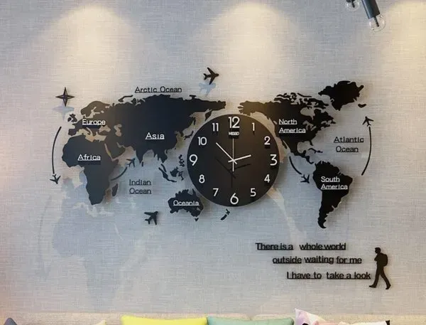 Reloj Digital De Pared Acrilico Mapa Del Mundo Mapamundi