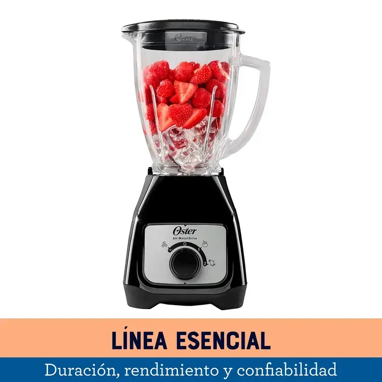 Licuadora con Control de Perilla  2 Velocidades más Pulso con Vaso de Plástico 550 W 1.3 Lt Negra