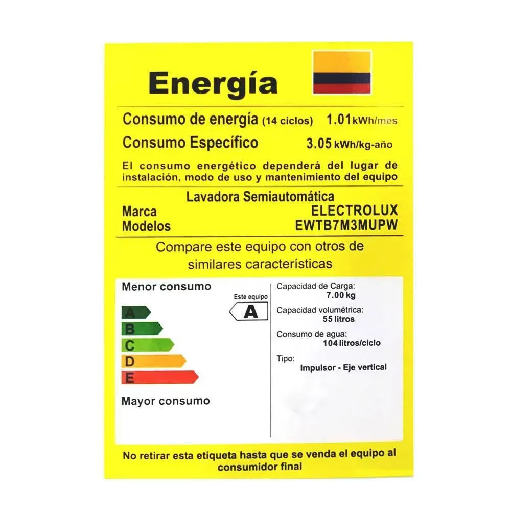 Lavadora Westinghouse 7Kg/15Lb Semiautomática Wwtb07m6muww Blanca