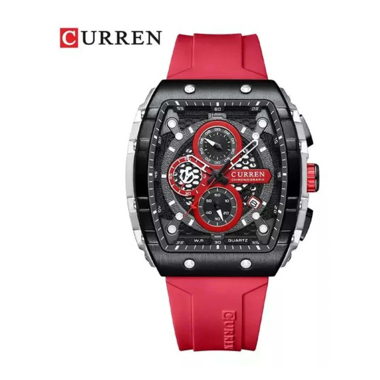 Reloj Curren Cuadrado 8442 (Rojo Con Negro)