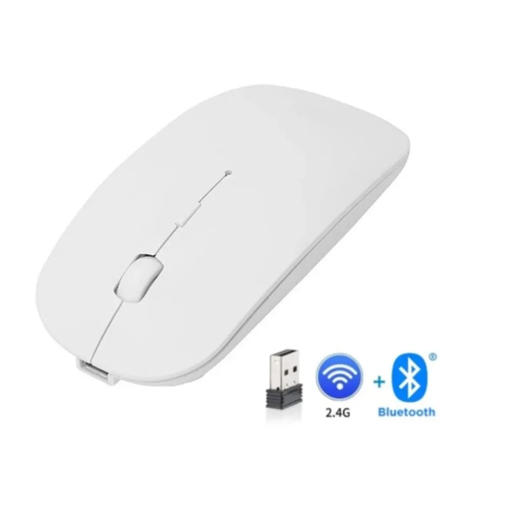 Mouse Recargable Dual Bluetooth 5.1 + Wireless 2.4 GHz - BLANCO