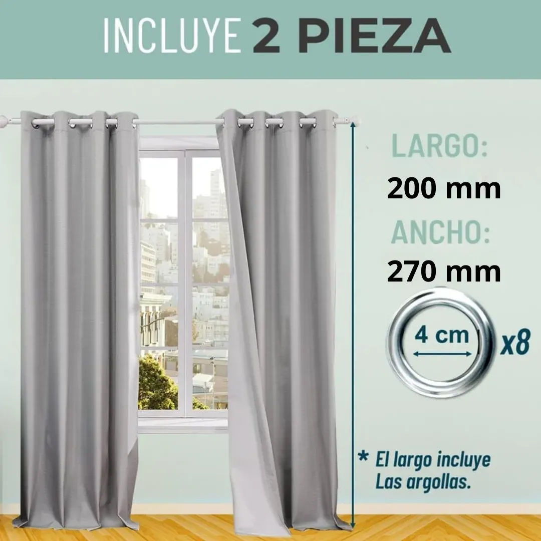 Cortina 100% Blackout  Set 2  270x200 - Gris