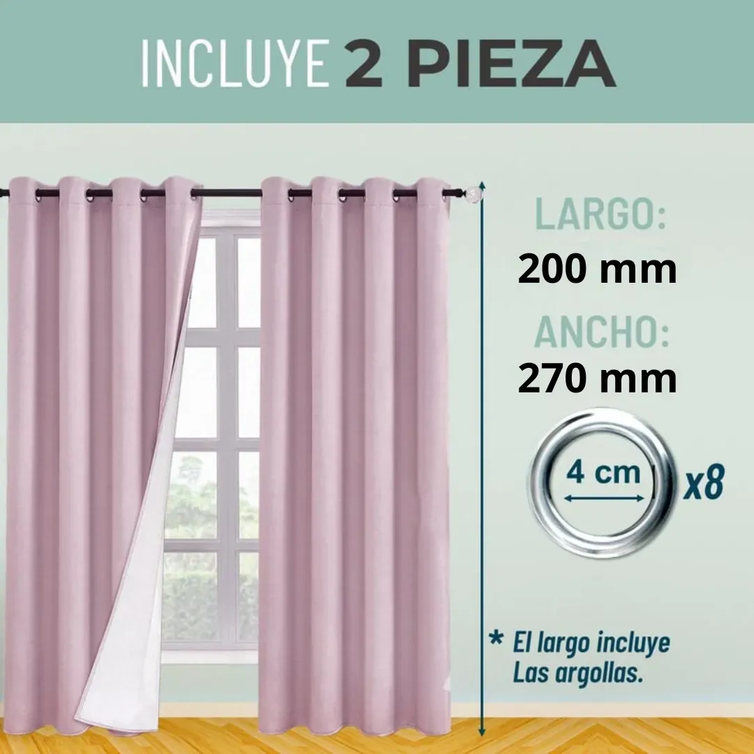 Cortina 100% Blackout  Set 2  270x200 - Rosa