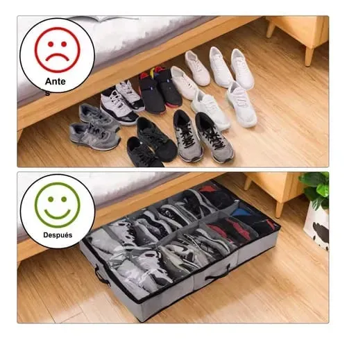 Organizador De Zapatos Almacenamiento Bajo Cama Zapatero X2