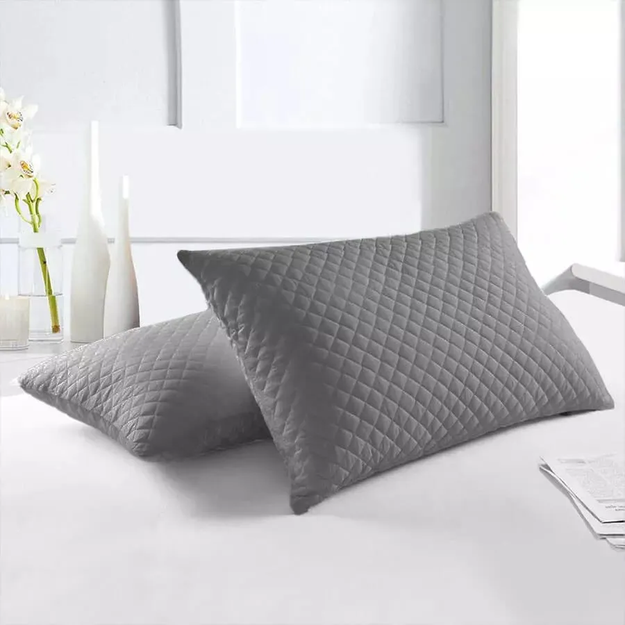 Set *2 Protectores De Almohadas Acolchada Gris 50 cm*70 cm