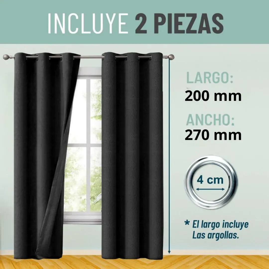 Cortina 100% Blackout  Set 2  270x200 - Negra