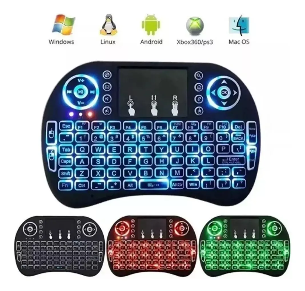 Mini Teclado Inalámbrico Airmouse Android Smart Tv Iluminado