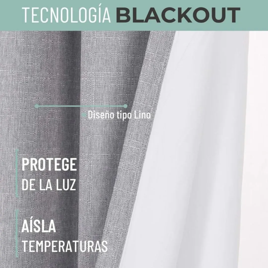 Cortina 100% Blackout  Set 2  270x200 - Gris