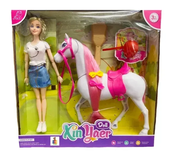 Muñeca Articulada Con Caballo Y Accesorios