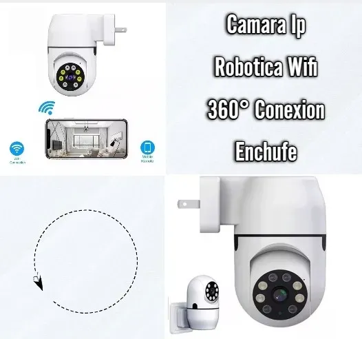 Camara Ip Robotica Wifi 360° Conexion Enchufe