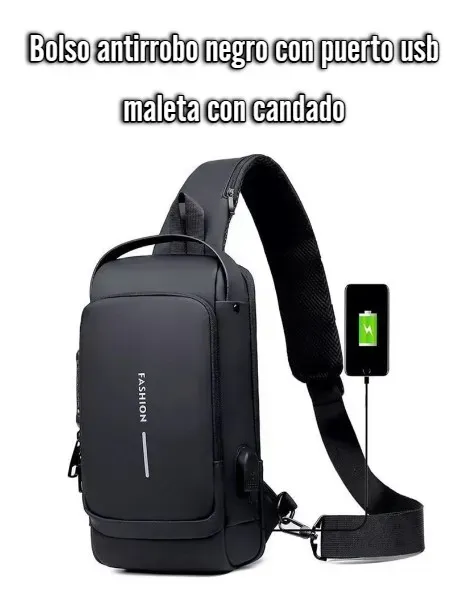 Bolso Antirrobo con Puerto USB y Candado Integrado:Viaja con Tranquilidad