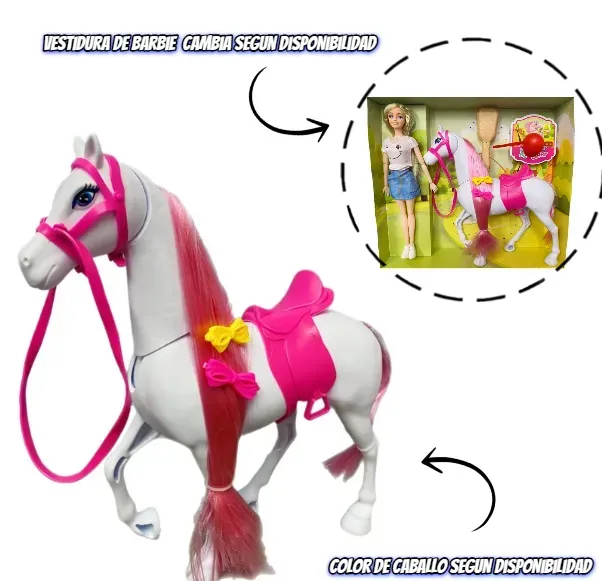 Muñeca Articulada Con Caballo Y Accesorios