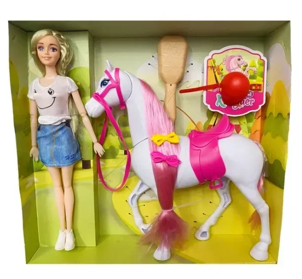 Muñeca Articulada Con Caballo Y Accesorios