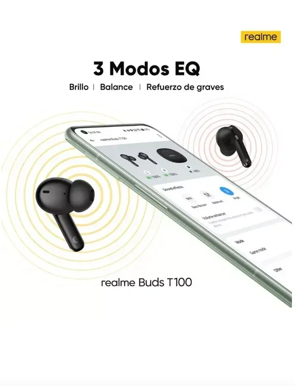 Audífonos In-ear Inalámbricos Realme Buds T100 Negro