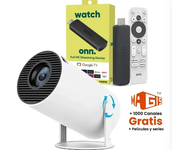 Combo Entretenimiento Proyector HY300 Con  SmartTV Stick Watch Onn Full HD