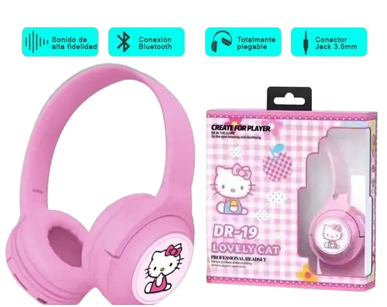 Audífono De Diadema Bluetooth Inalámbricos Hello Kitty