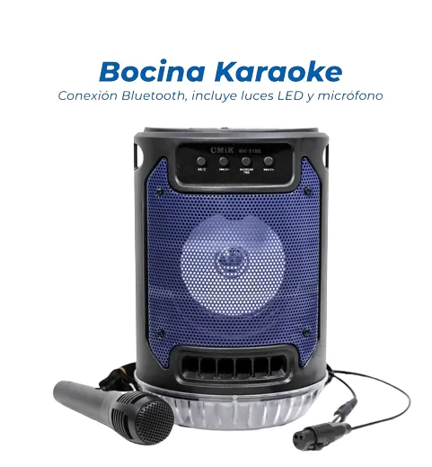 Parlante Inalámbrico 5" Recargable Micrófono Karaoke Luces Led