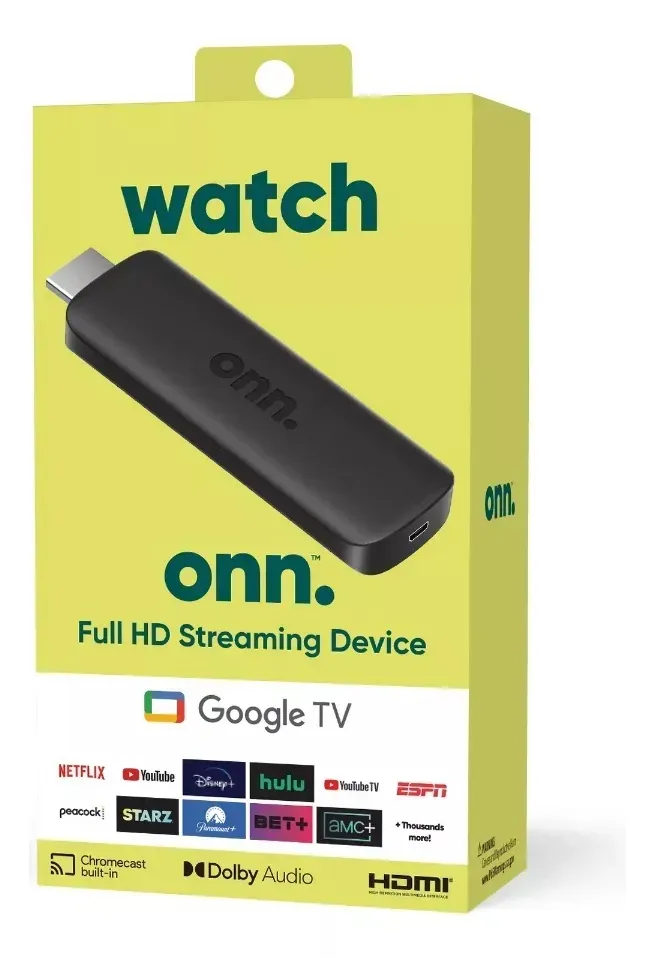 Onn 2k FHD Streaming Stick Con Google TV Color Negro