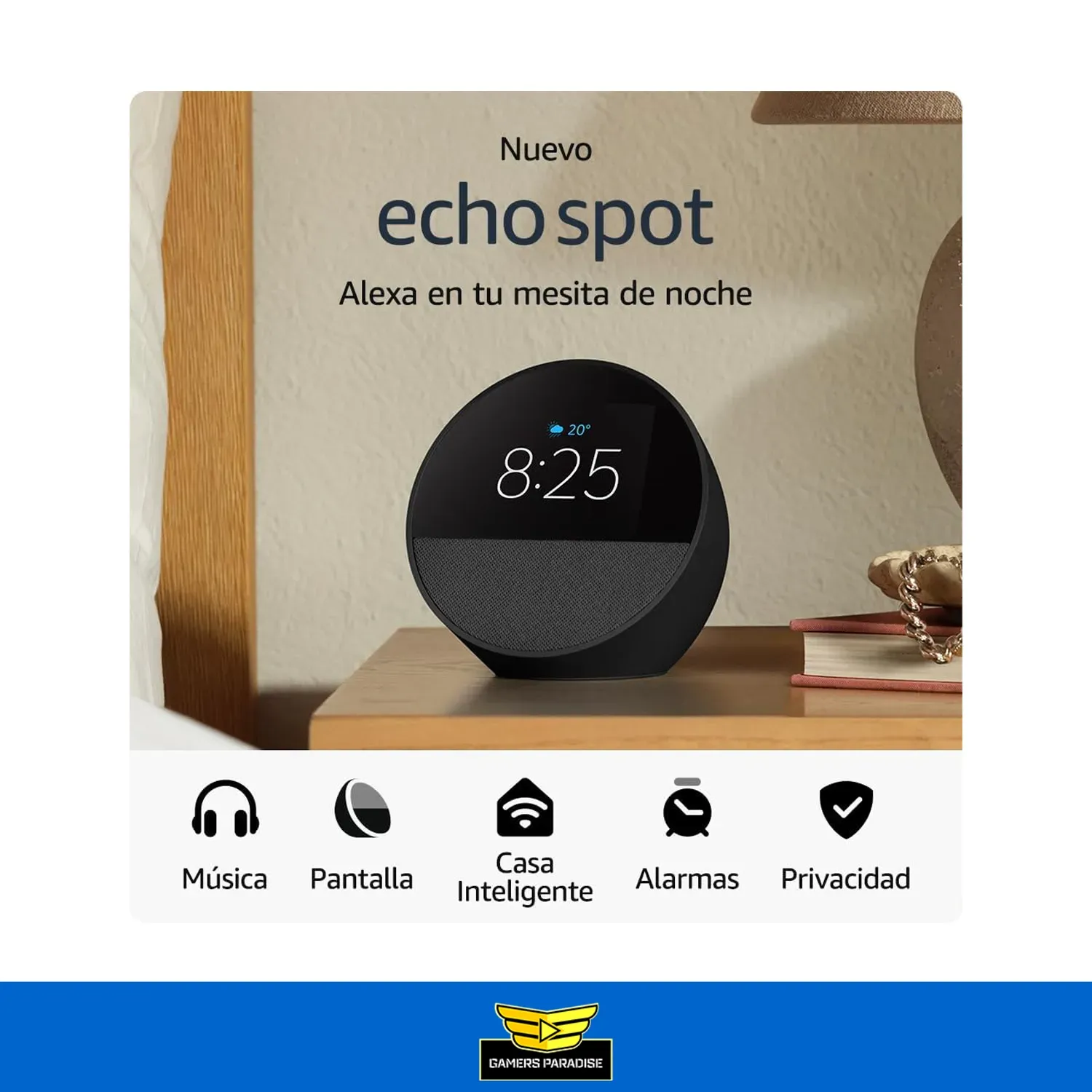 Amazon Echo Spot Bocina Despertador Inteligente 2024 Alexa