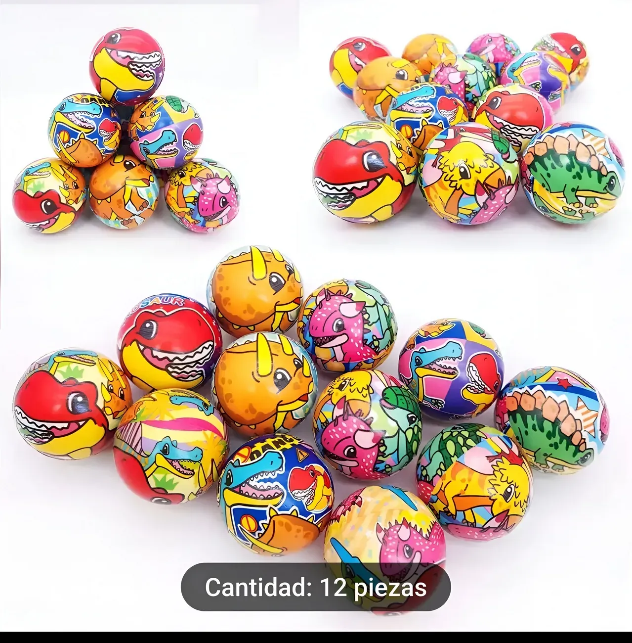 Pelotas Antiestres Dinosaurios Multicolor X 12 Unidades