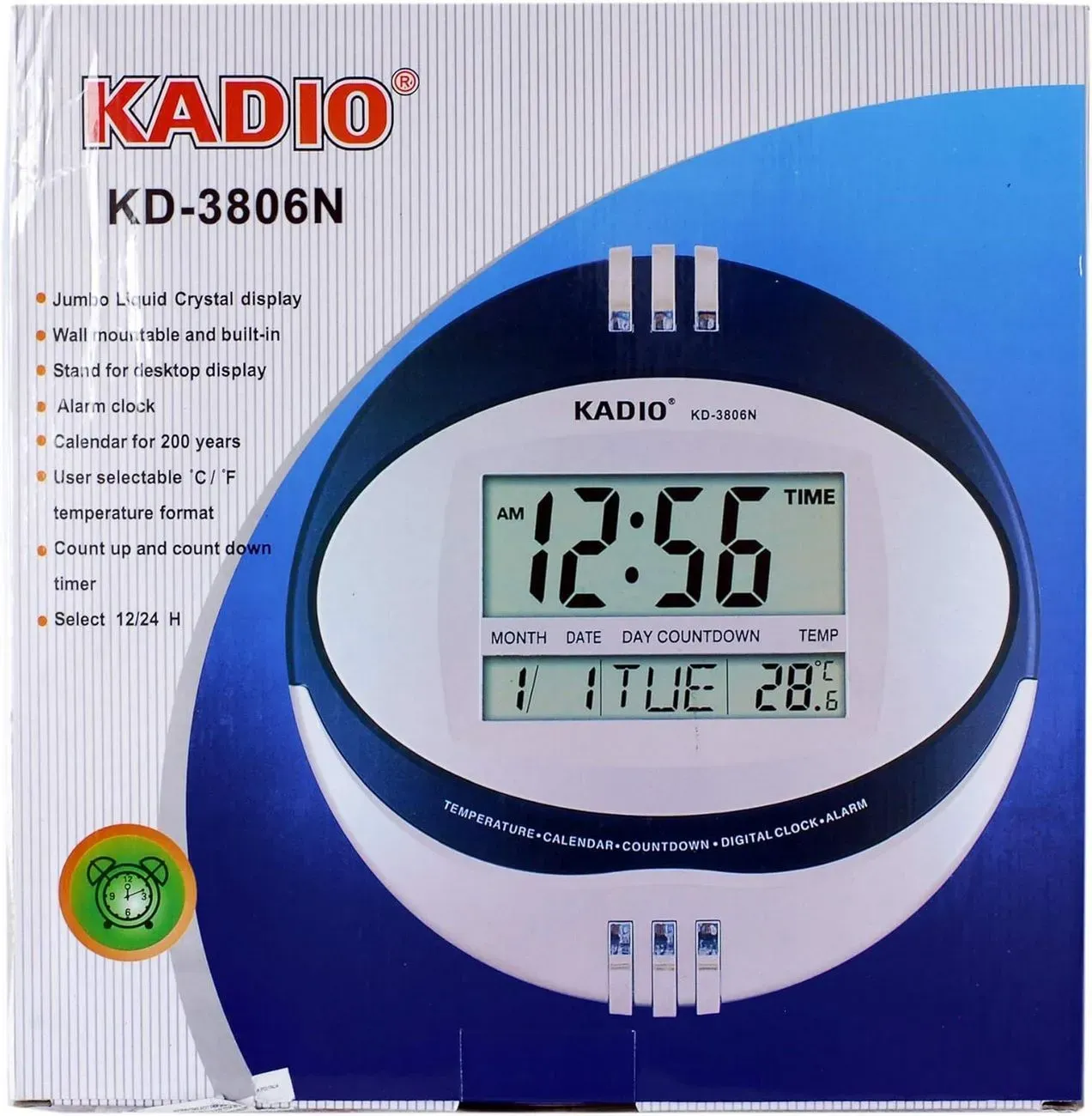 Reloj Kadio Termometro Alarma Digita Kd-3806n + Baterias