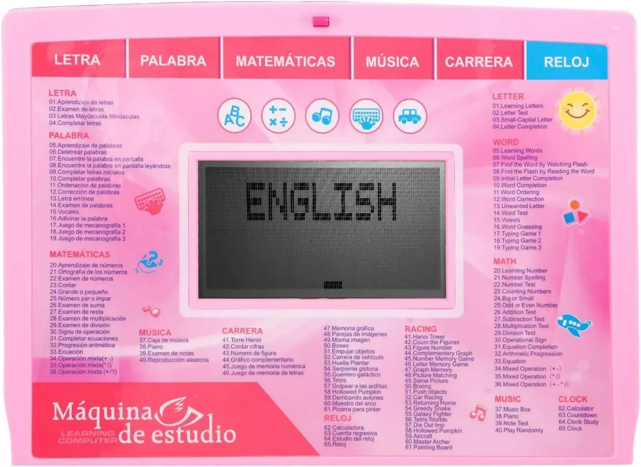 Portatil Computador Aprendizaje 130 Funciones Bilingüe Niñas