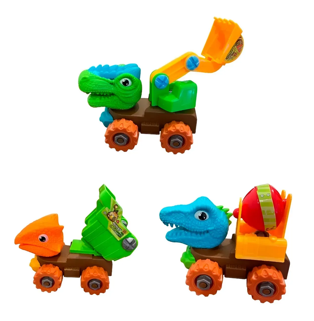 Camión Tractomula Niñera De Vehiculos Armable Dinosaurios