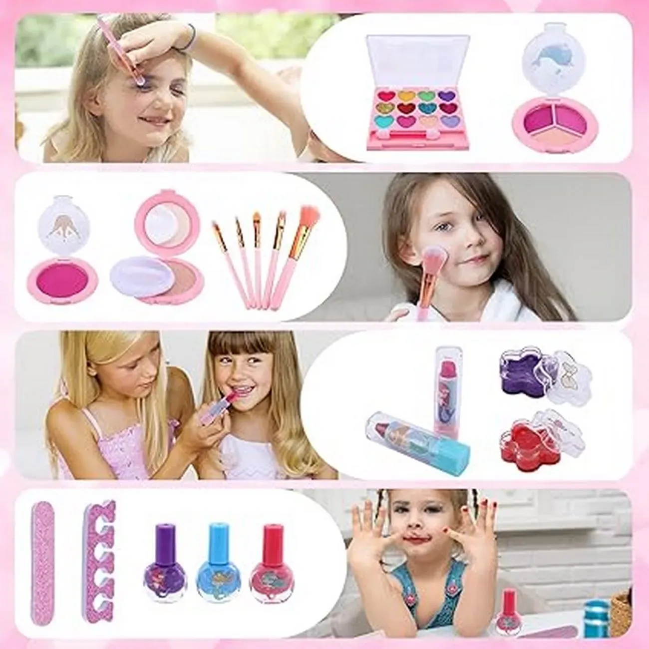 Maleta Kit De Maquillaje Sirena Para Niñas Juguete Esmaltes