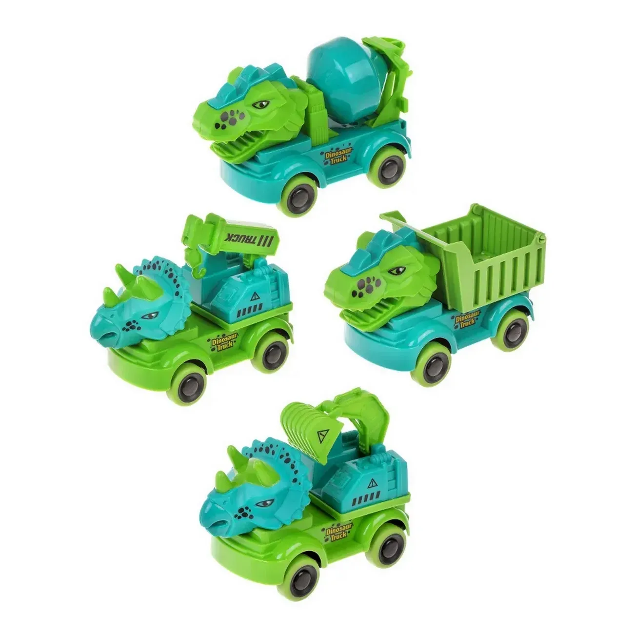 Camion Construccion Dinosaurio De Impulso X 4 Unidades Niños