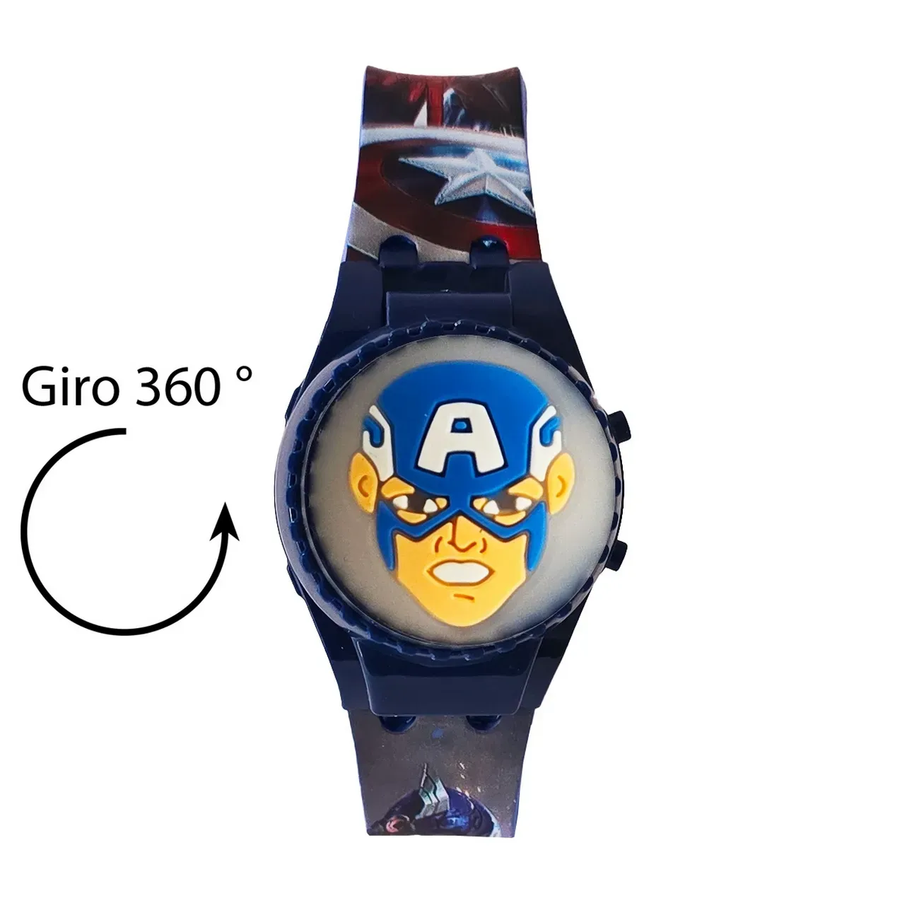 Reloj Niños Digital Capitan America Luces Spinner Infantil