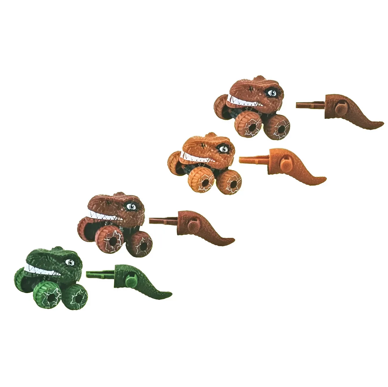 Carro Mini Monster Dinosaurio Rex Catapulta Carreras X 4 Uni