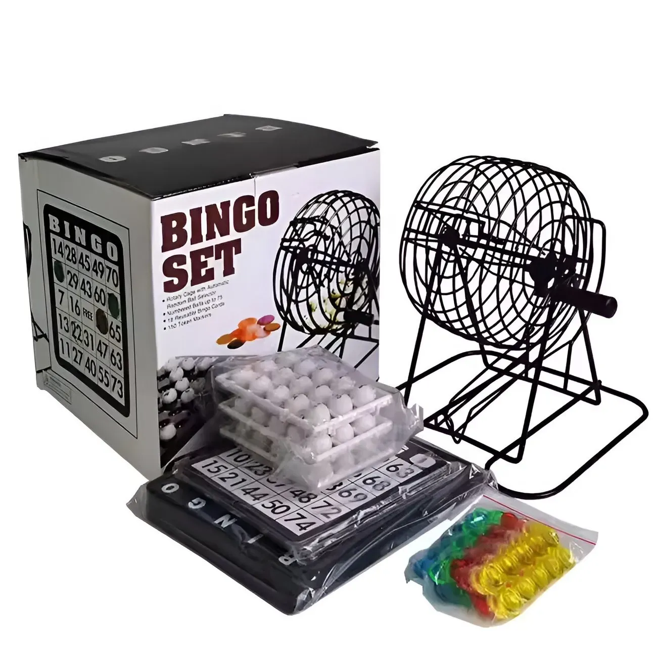 Bingo Set Juego De Mesa Con Balotera Metalica + 18 Cartas