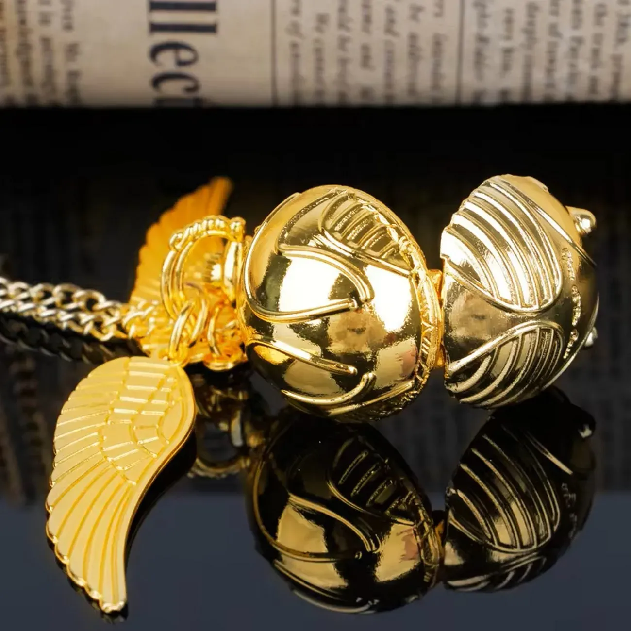 Collar Reloj Snitch Harry Potter Dorado Unisex + Estuche