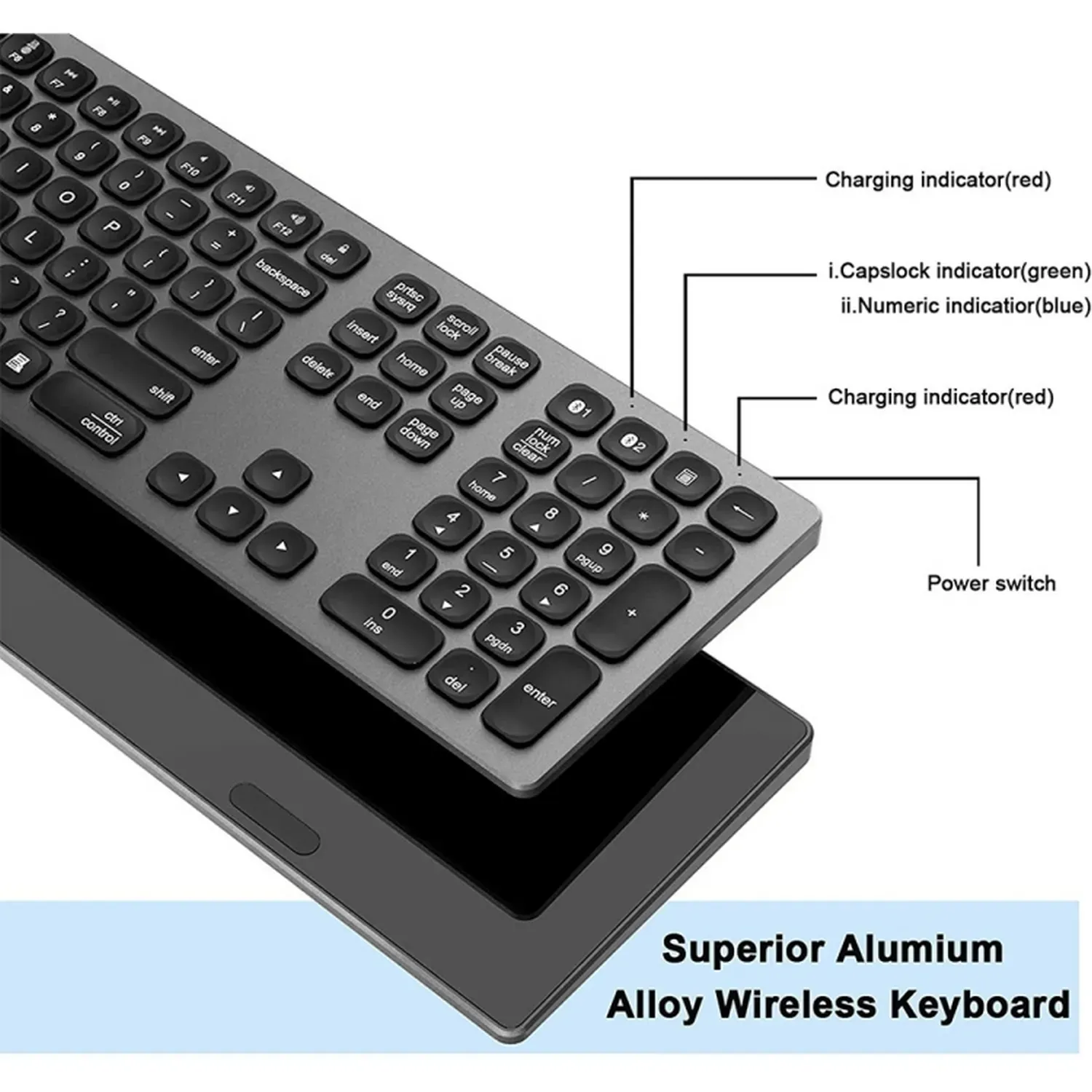 Teclado Inalambrico Recargable Bluetooth Aluminio Profesiona