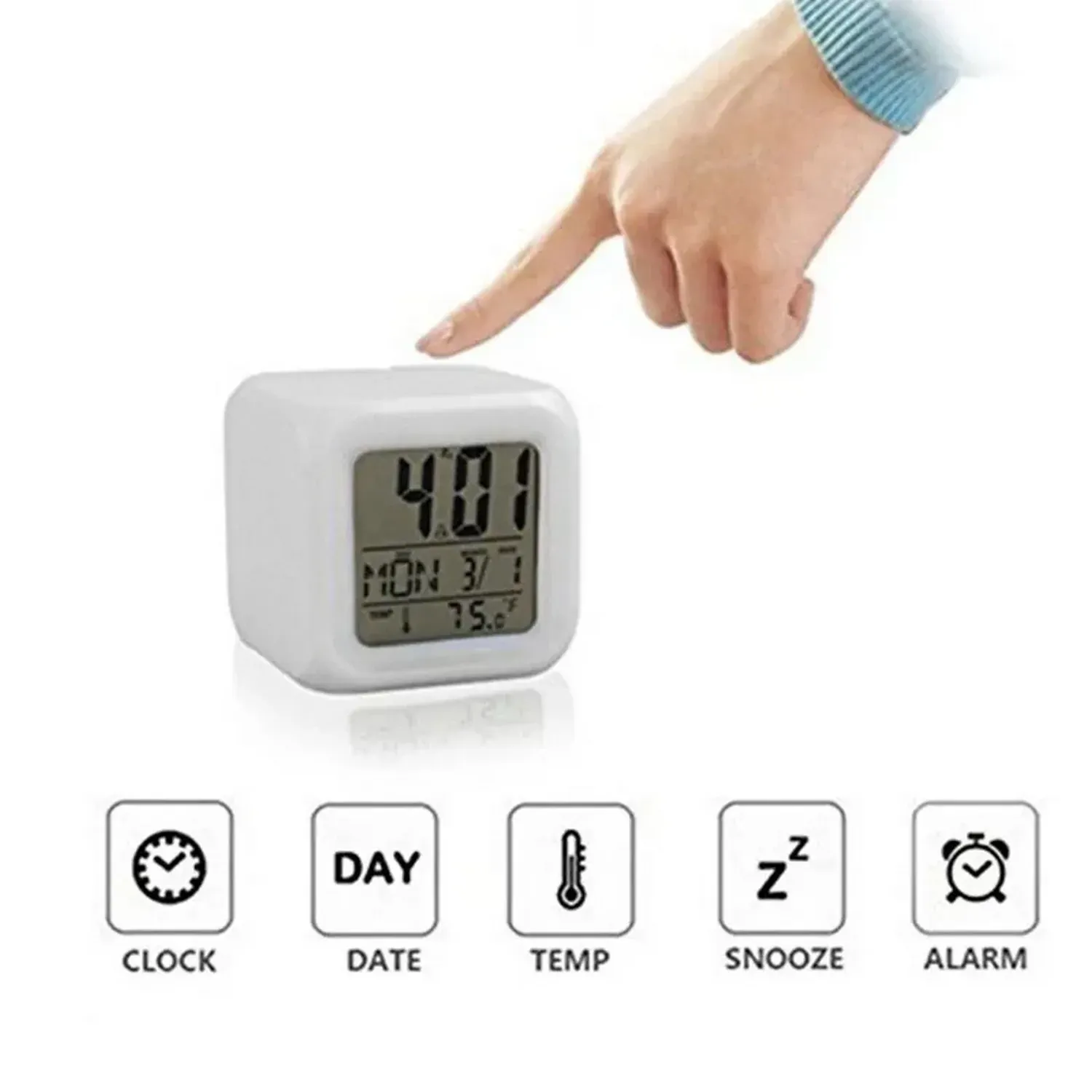 Reloj Despertador Digital Cubo Luces Temperatura + Baterias