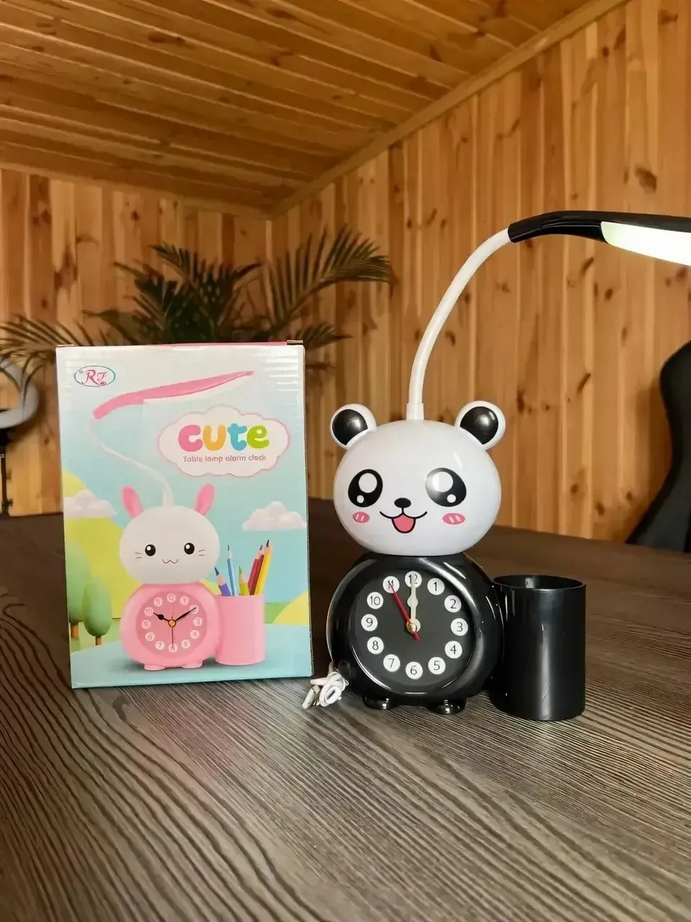 Lampara Oso Panda Recargable Con Reloj De Escritorio Mesa