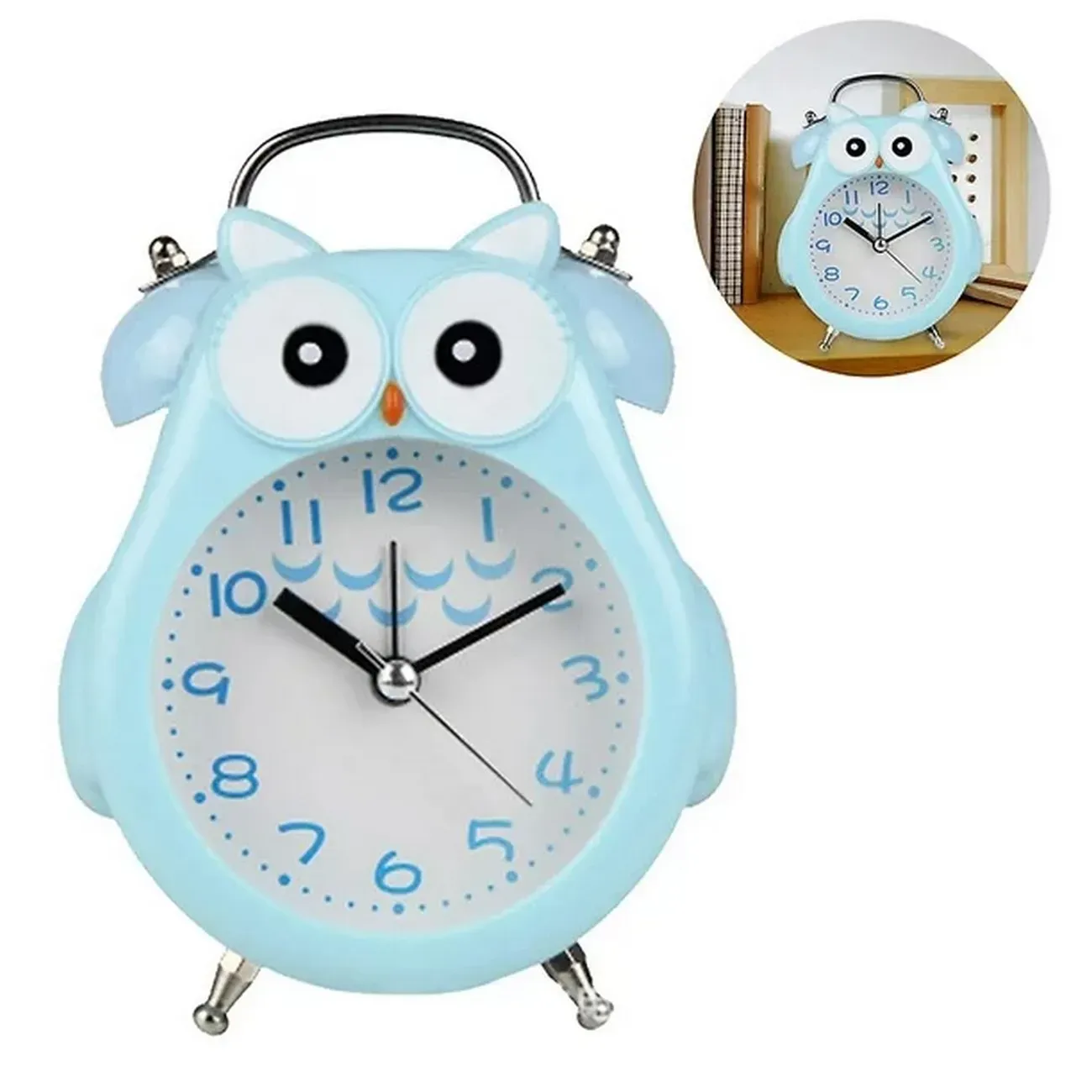 Reloj De Mesa Buho Unisex Decoracion Alarma + Bateria