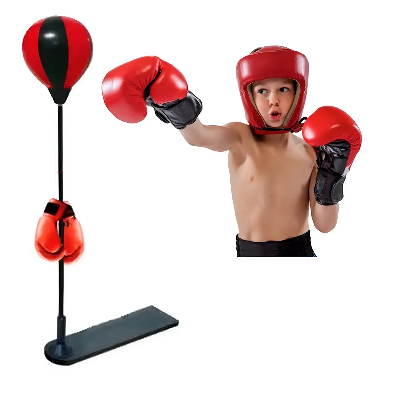 Kit Boxeo Para Niños Pera Con Soporte Deportes + Guantes