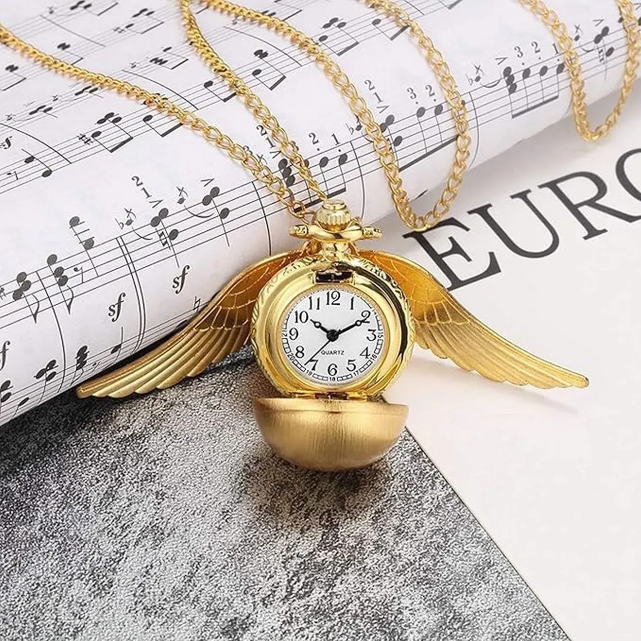 Collar Reloj Snitch Harry Potter Dorado Unisex + Estuche