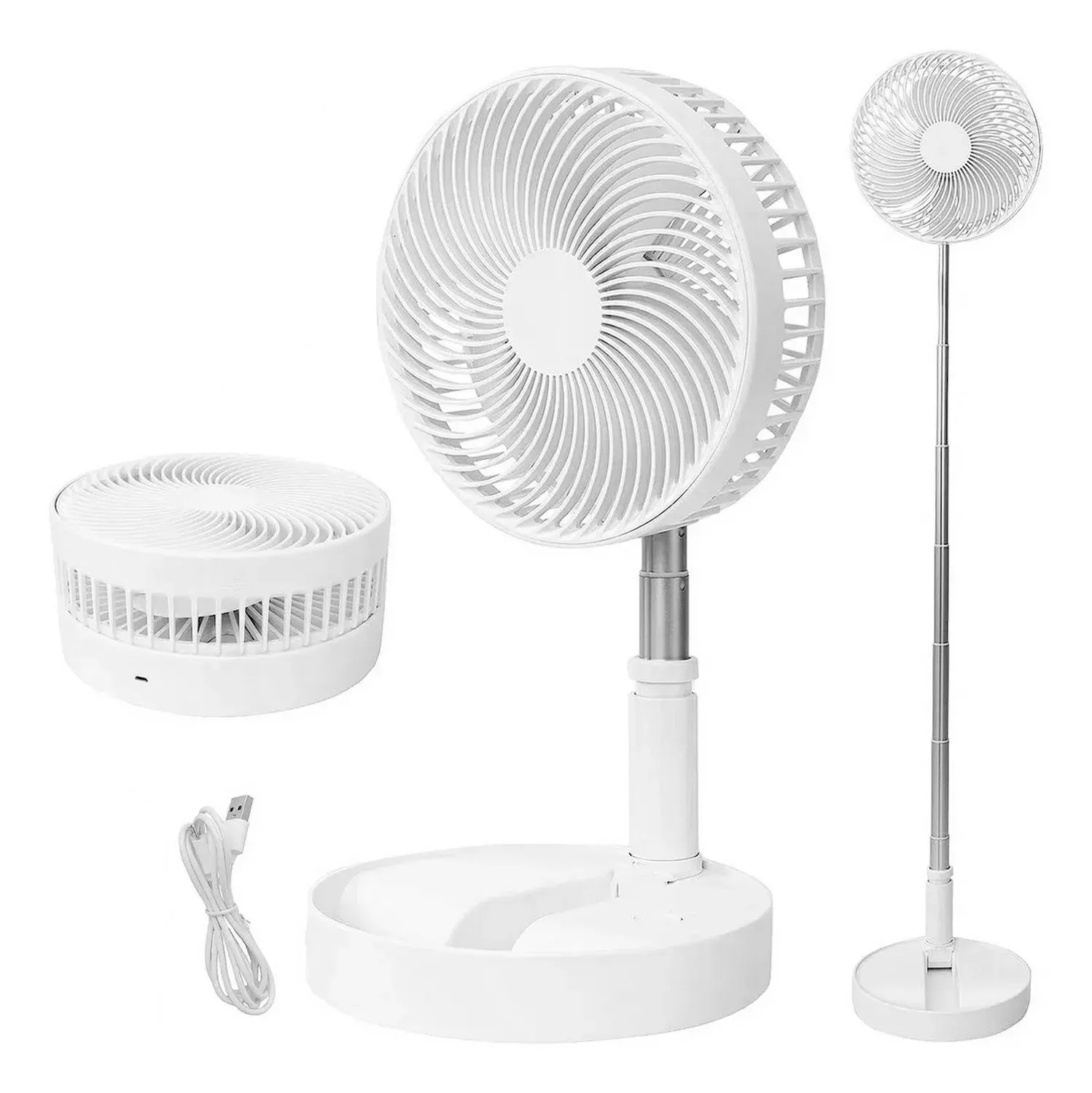 Ventilador Abanico Electrico Plegable Recargable Con Luz Led