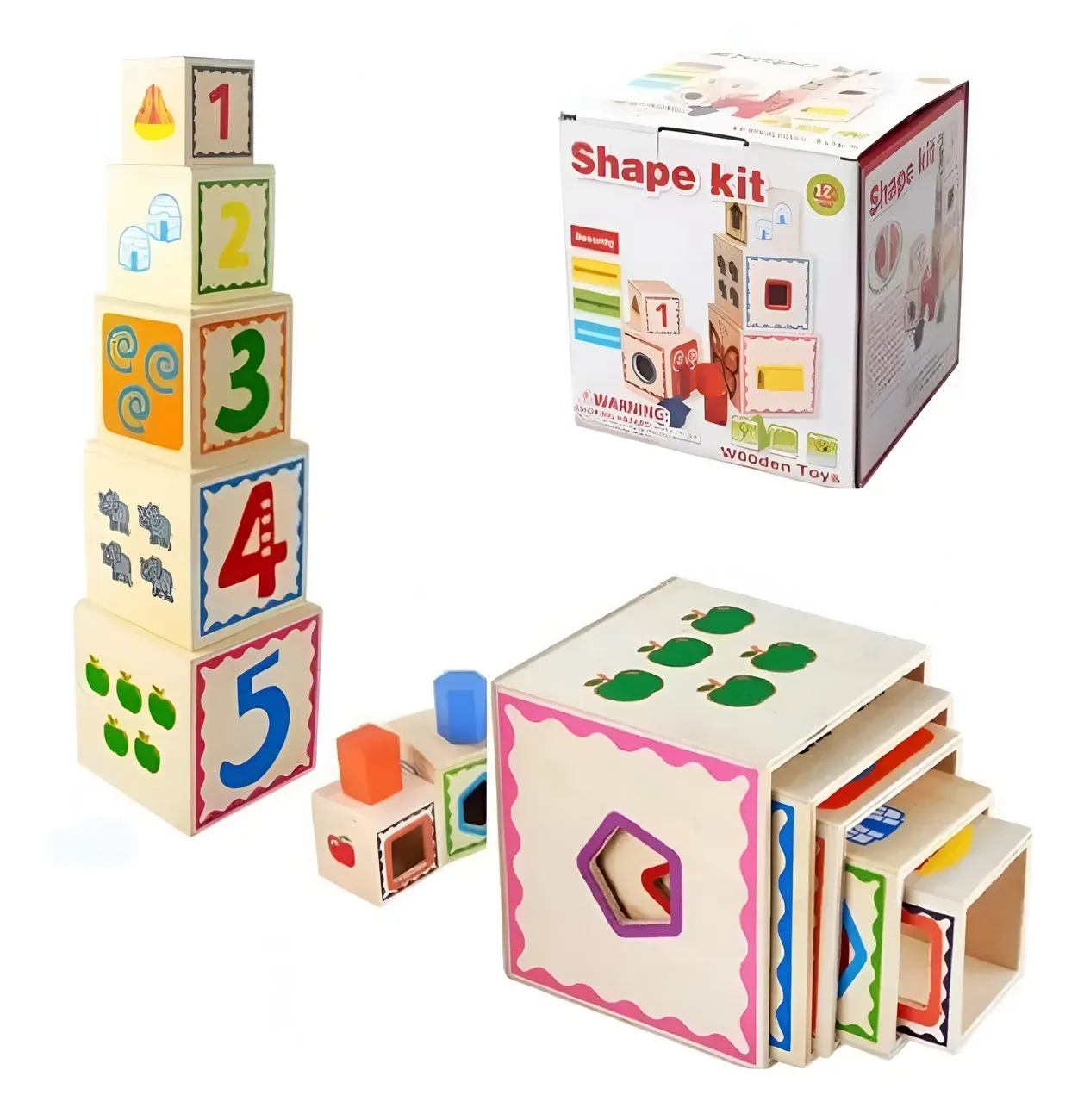 Juego Set Cubos Encastre Figura Geometria Desarrollo Motriz