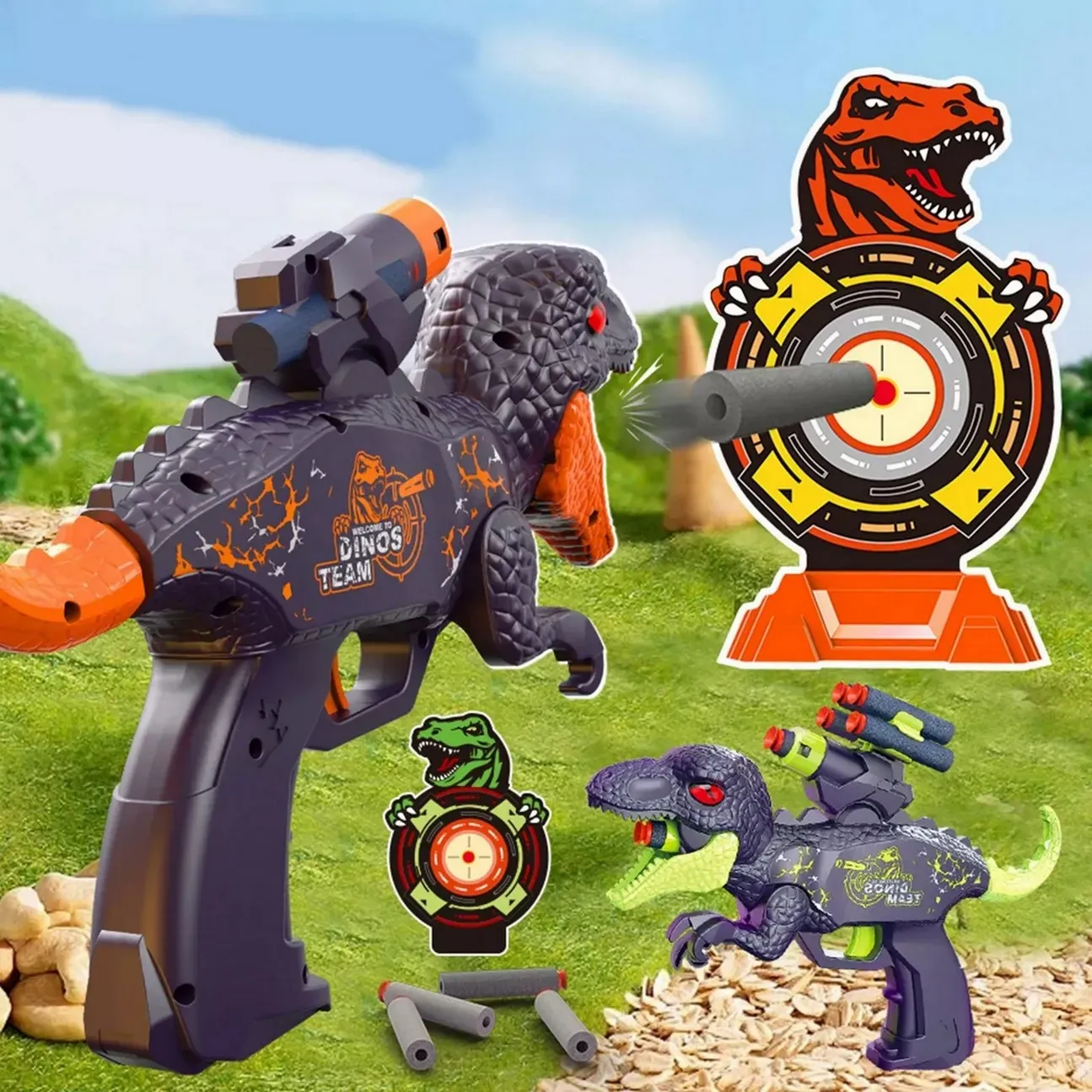 Pistola Lanza Dardos Nerf Dinosaurio Tiranosaurio Rex Niños