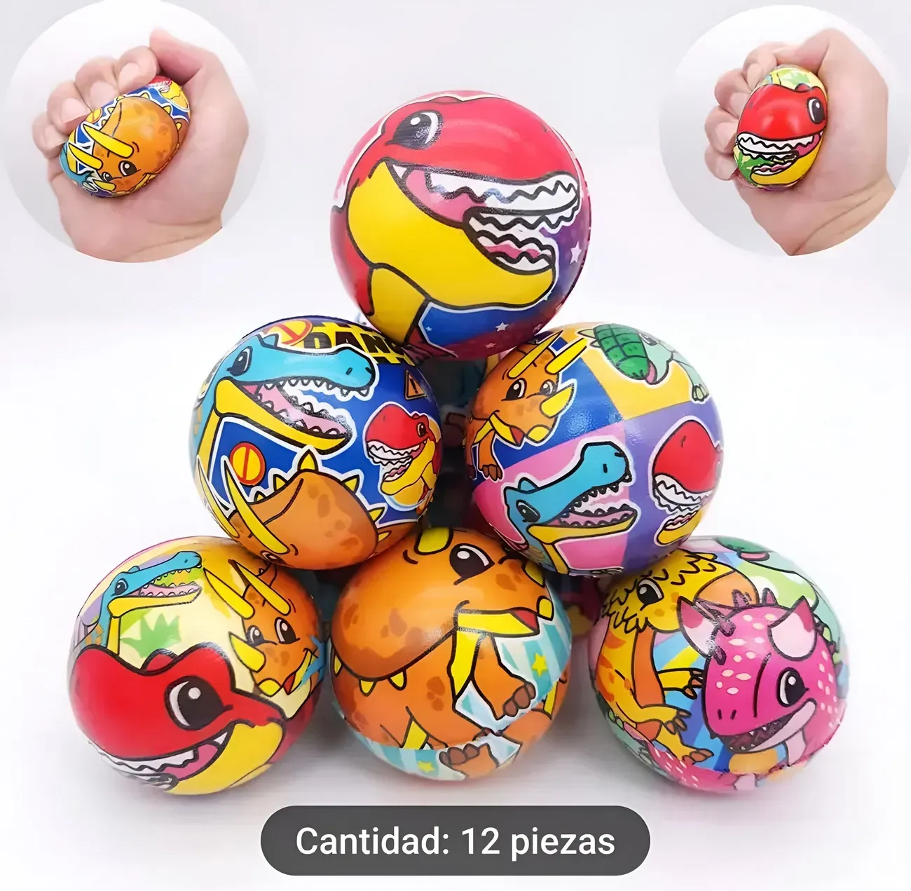 Pelotas Antiestres Dinosaurios Multicolor X 12 Unidades