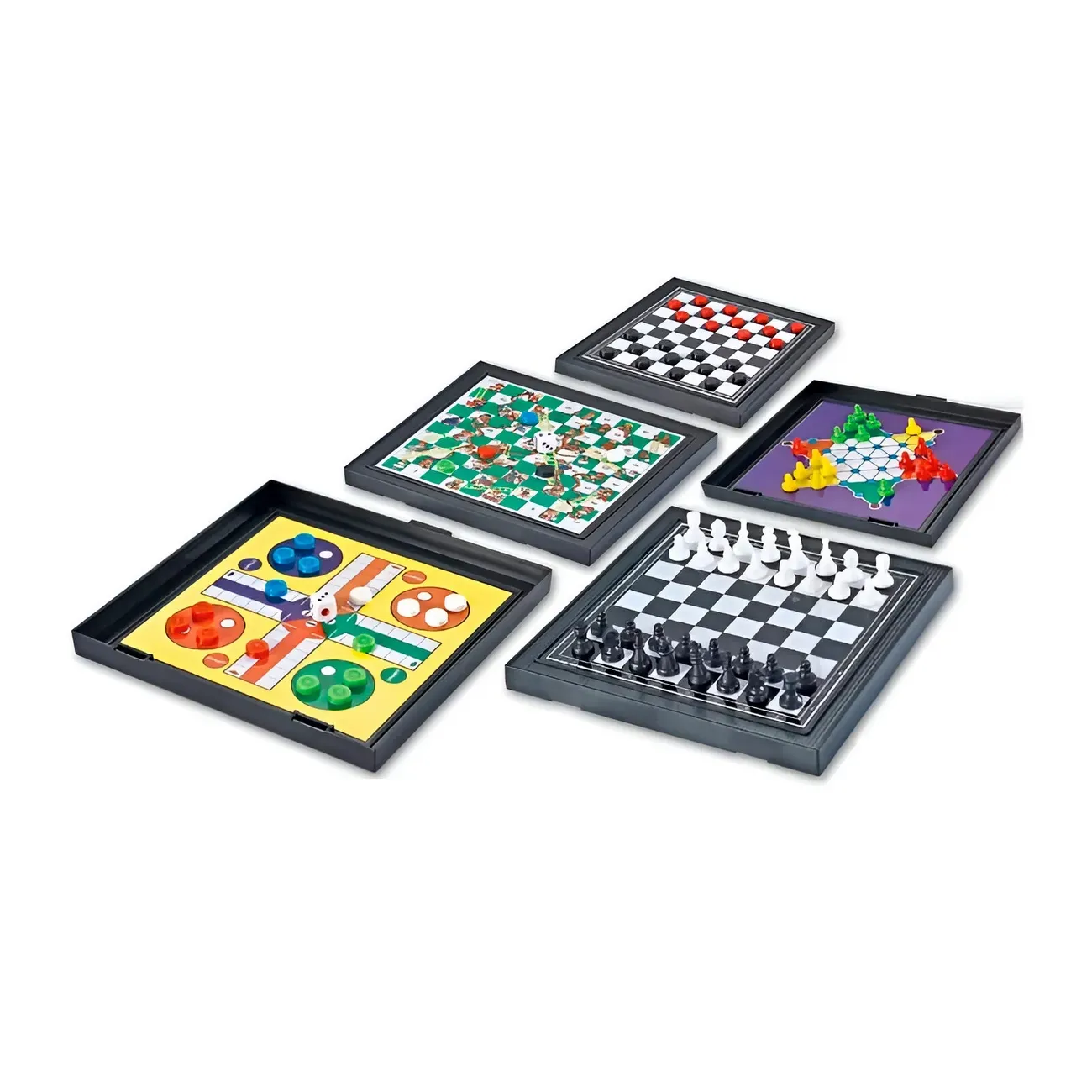 Juego De Mesa Magnetico 5 En 1 Ajedrez Ludo Damas Escalera