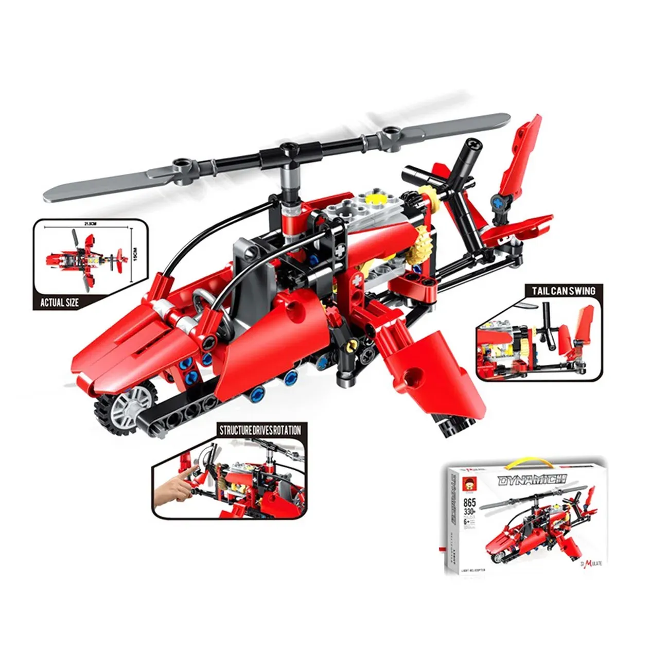 Helicoptero Rojo Figura Armable Armatodo Construccion Niños